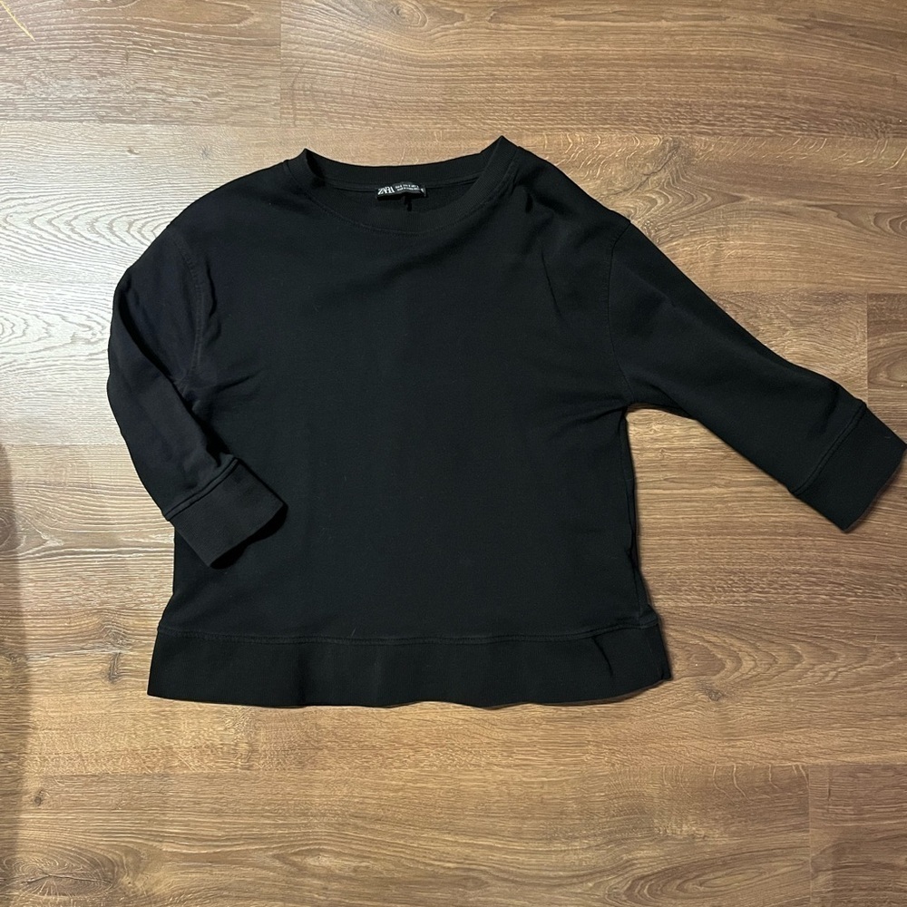 Zara 3/4 sleeve black top